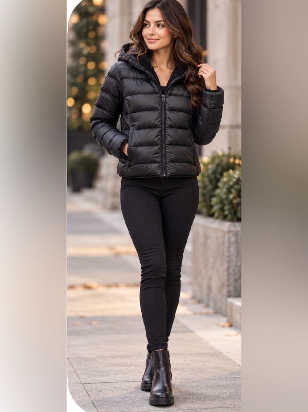 Aritzia TNA The Little Fuzzy Puff Black Goose Down Jacket XS